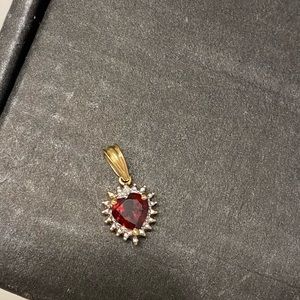 14k gold red ruby pendant